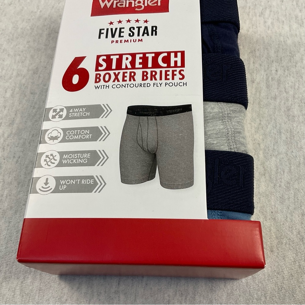 Wrangler Boxer Briefs Men’s Medium 6 Pack Cotton Blend Moisture Wicking Stretch